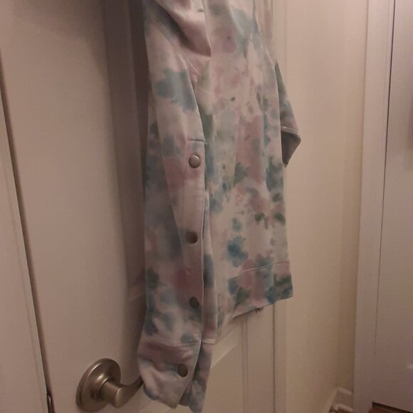 Comfort long Sweatshirt, Sz L Pastel Multicolor, Snaps down side - Picture 3 of 7